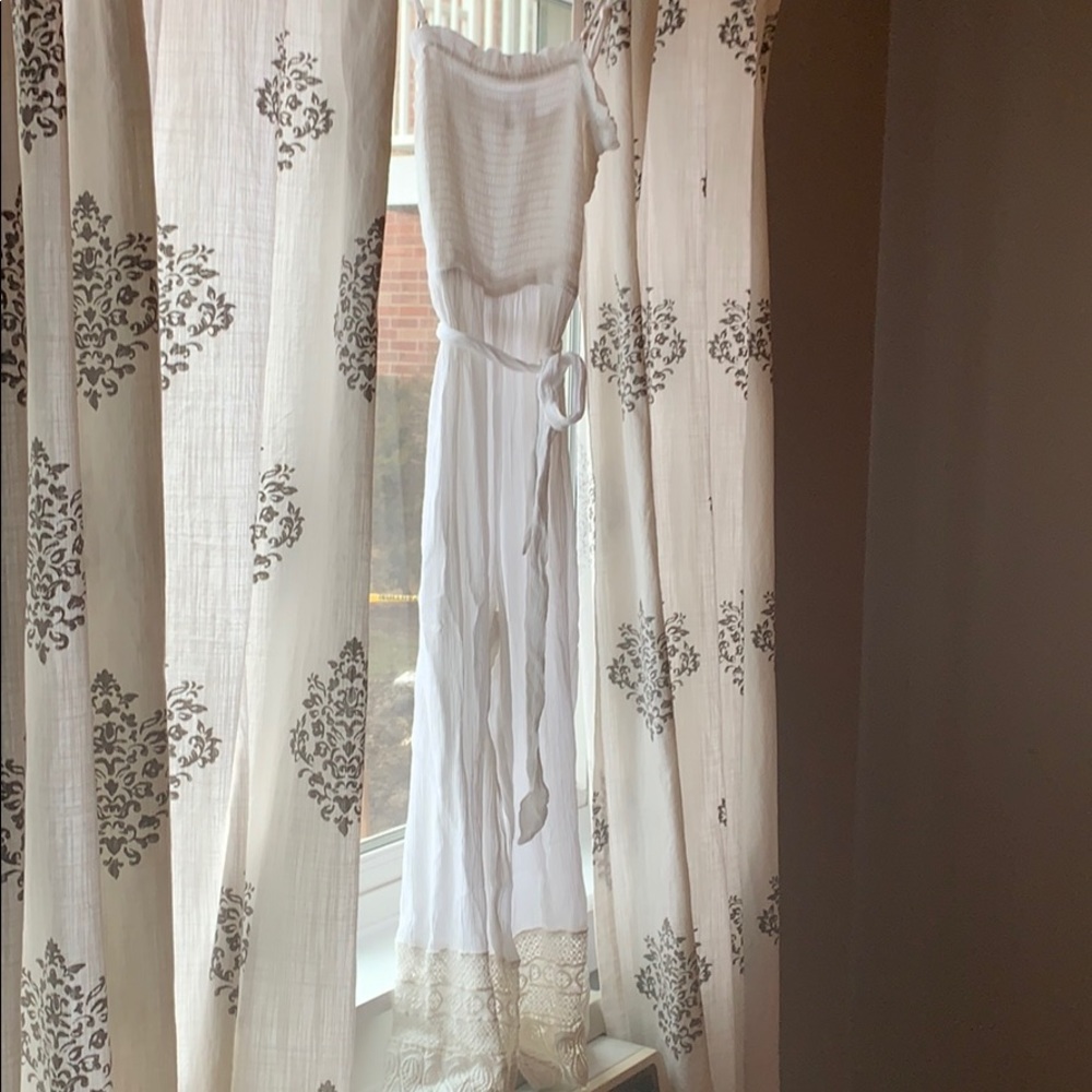 Sheer white jumpsuit/cover up